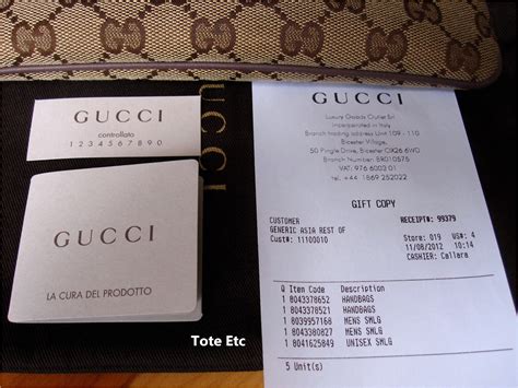 gucci handbag receipt